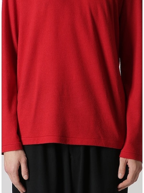 SALE50%OFF/Yohji Yamamoto���襦����ޥ��/SUPER120 WOOL AIR PLAIN STITCH LAYERED R NECK T/��å�.