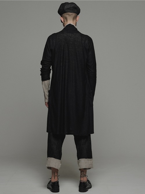 �㴰���nude:masahiko maruyama ���̡���:�ޥ��ҥ��ޥ���/40 Linen Jersey LAYERED CARDIGAN - 2 COLORS SET/Black-Ecru