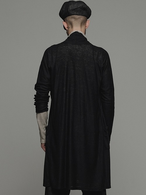 �㴰���nude:masahiko maruyama ���̡���:�ޥ��ҥ��ޥ���/40 Linen Jersey LAYERED CARDIGAN - 2 COLORS SET/Black-Ecru