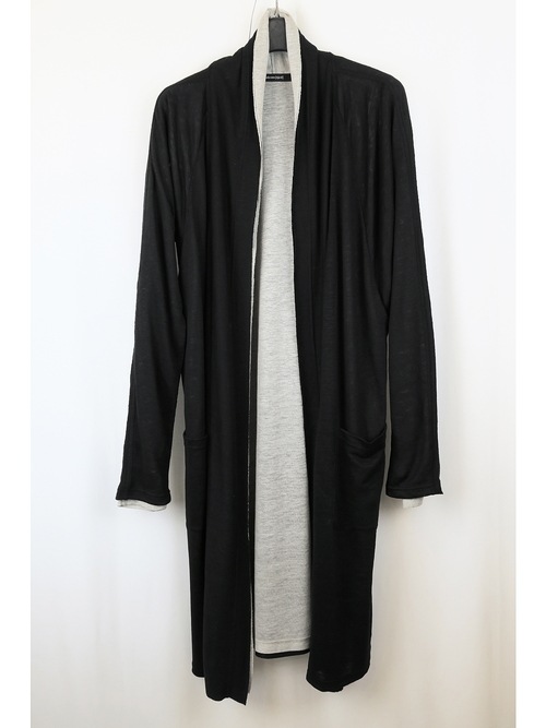 �㴰���nude:masahiko maruyama ���̡���:�ޥ��ҥ��ޥ���/40 Linen Jersey LAYERED CARDIGAN - 2 COLORS SET/Black-Ecru