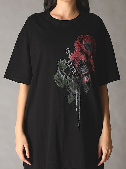 Ground Y�����饦��ɥ磻/20/- JERSEY SUNFLOWER T-SHIRT/BLACK