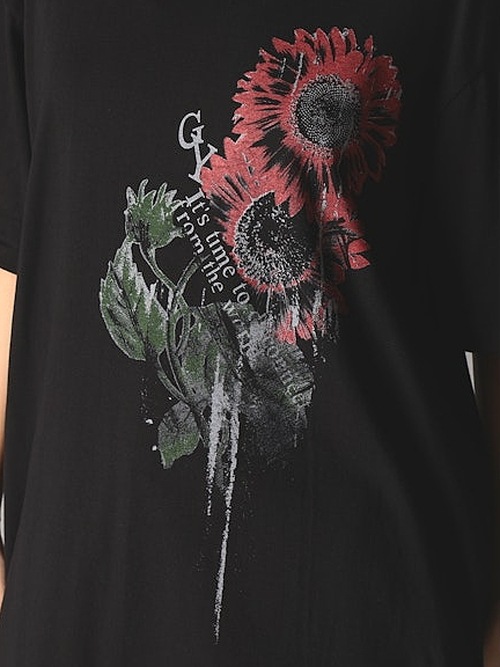 Ground Y�����饦��ɥ磻/20/- JERSEY SUNFLOWER T-SHIRT/BLACK