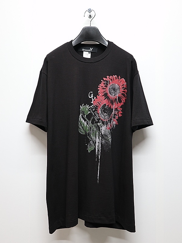 Ground Y�����饦��ɥ磻/20/- JERSEY SUNFLOWER T-SHIRT/BLACK
