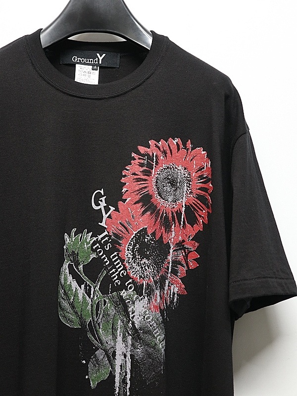 Ground Y�����饦��ɥ磻/20/- JERSEY SUNFLOWER T-SHIRT/BLACK