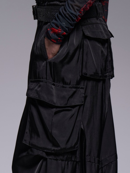 (ͽ���ʡ�7��8������ͽ��/kiryuyrik������奦����奦/Satin Cargo Pants/Black