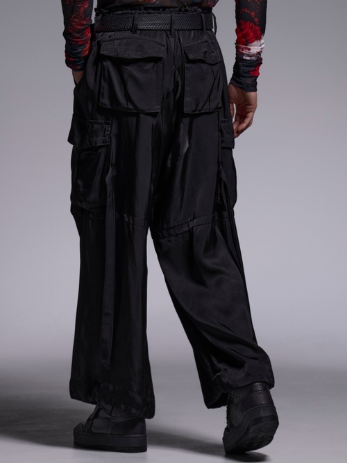 (ͽ���ʡ�7��8������ͽ��/kiryuyrik������奦����奦/Satin Cargo Pants/Black