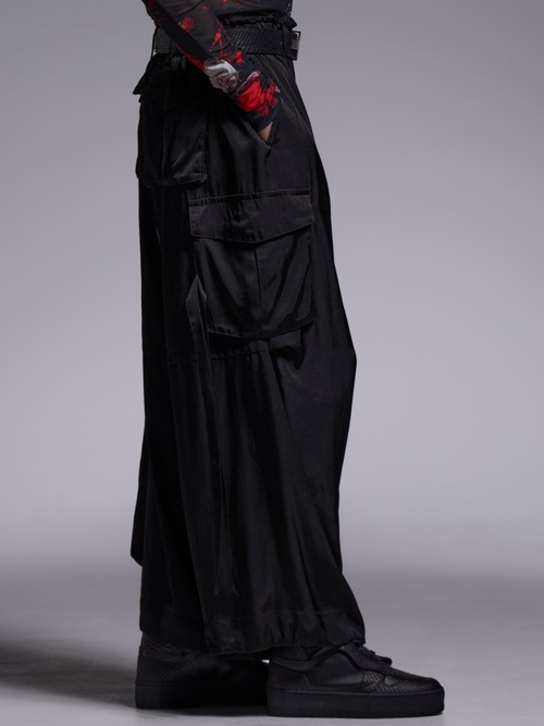 (ͽ���ʡ�7��8������ͽ��/kiryuyrik������奦����奦/Satin Cargo Pants/Black