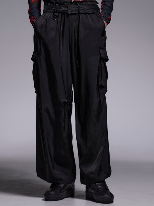 (ͽ���ʡ�7��8������ͽ��/kiryuyrik������奦����奦/Satin Cargo Pants/Black