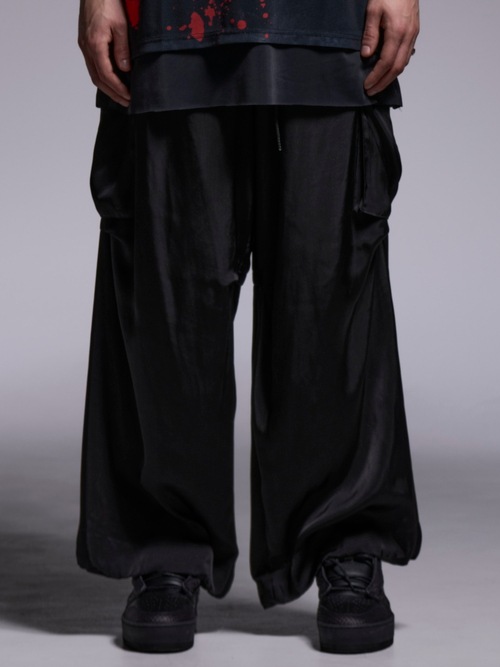 (ͽ���ʡ�7��8������ͽ��/kiryuyrik������奦����奦/Satin Cargo Pants/Black