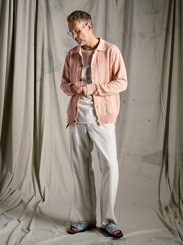 (ͽ���ʡ�3��4������ͽ��/wjk�����֥른��������/GIMA stripe knit shirt/dust pink