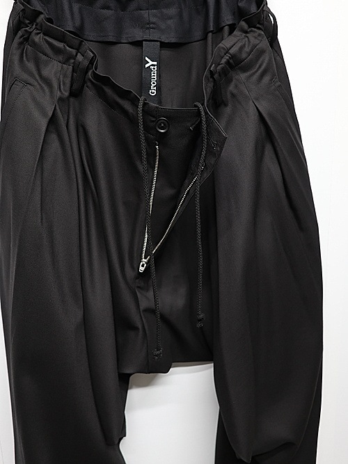 Ground Y�����饦��ɥ磻/TR TWILL WIDE LEG PANTS/BLACK