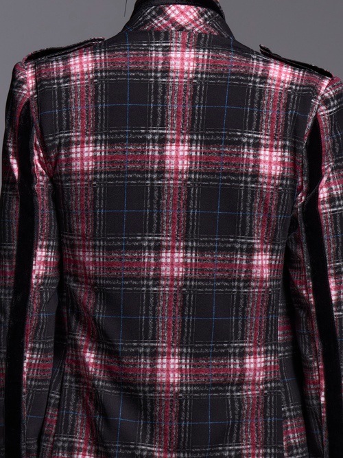 (ͽ���ʡ�7��8������ͽ��/kiryuyrik������奦����奦/Pink Check Twill Trimming Stando Collar Jacket/Black&Pink