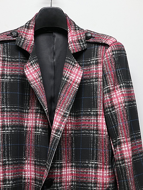 (ͽ���ʡ�7��8������ͽ��/kiryuyrik������奦����奦/Pink Check Twill Trimming Stando Collar Jacket/Black&Pink