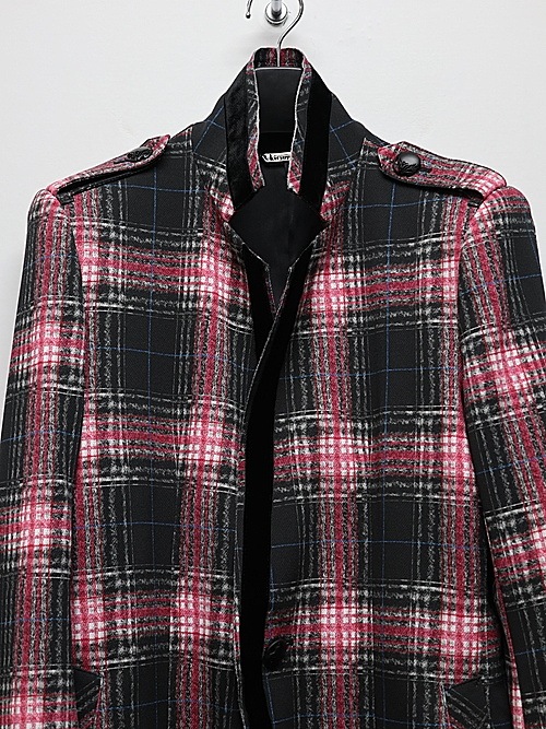 (ͽ���ʡ�7��8������ͽ��/kiryuyrik������奦����奦/Pink Check Twill Trimming Stando Collar Jacket/Black&Pink