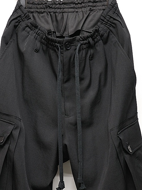 Ground Y�����饦��ɥ磻/W/GABARDINE STANDARD RIBBED HEM CARGO PANTS/BLACK