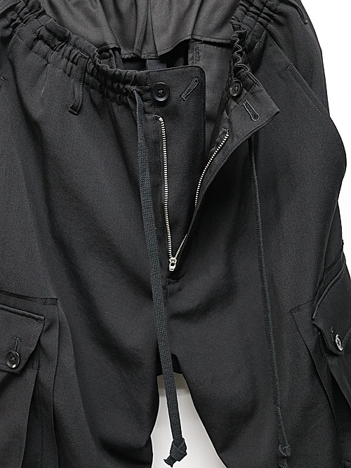 Ground Y�����饦��ɥ磻/W/GABARDINE STANDARD RIBBED HEM CARGO PANTS/BLACK
