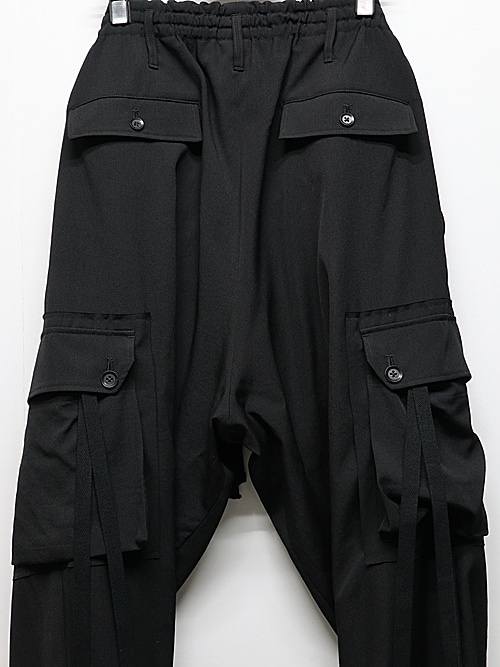 Ground Y�����饦��ɥ磻/W/GABARDINE STANDARD RIBBED HEM CARGO PANTS/BLACK