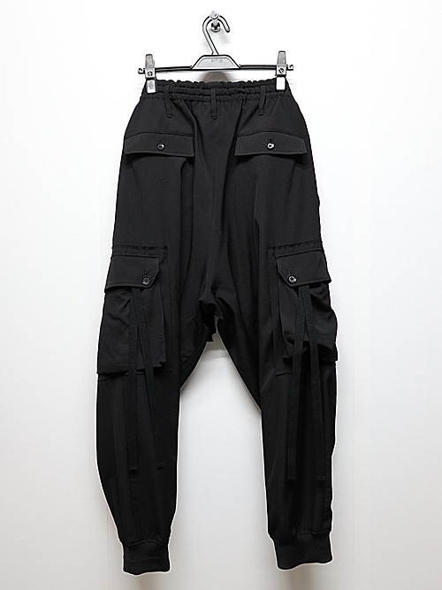 Ground Y�����饦��ɥ磻/W/GABARDINE STANDARD RIBBED HEM CARGO PANTS/BLACK