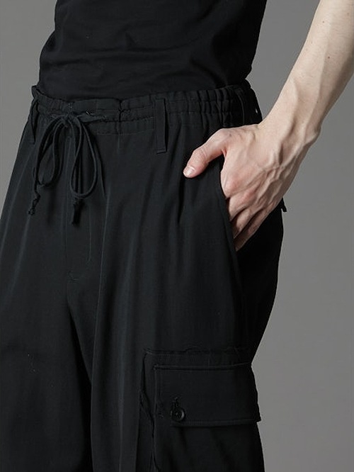 Ground Y�����饦��ɥ磻/W/GABARDINE STANDARD RIBBED HEM CARGO PANTS/BLACK