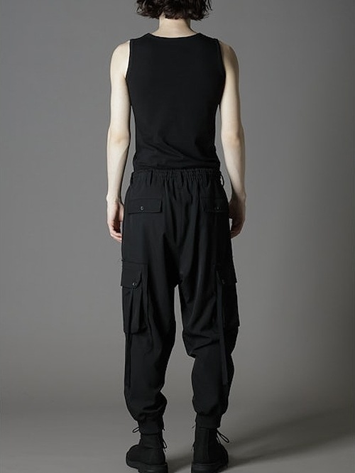 Ground Y�����饦��ɥ磻/W/GABARDINE STANDARD RIBBED HEM CARGO PANTS/BLACK