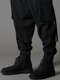 Ground Y�����饦��ɥ磻/W/GABARDINE STANDARD RIBBED HEM CARGO PANTS/BLACK