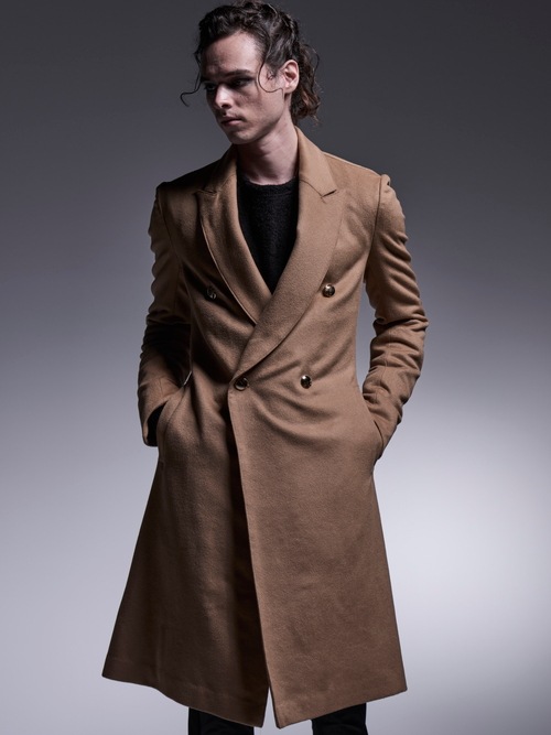 (ͽʡ121ͽ/kiryuyrik奦奦/Cashmere Beaver W-Peacked Coat/Camel