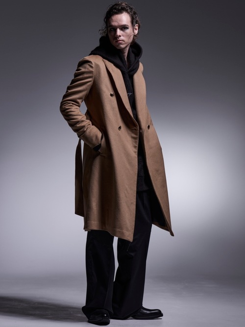 (ͽʡ121ͽ/kiryuyrik奦奦/Cashmere Beaver W-Peacked Coat/Camel