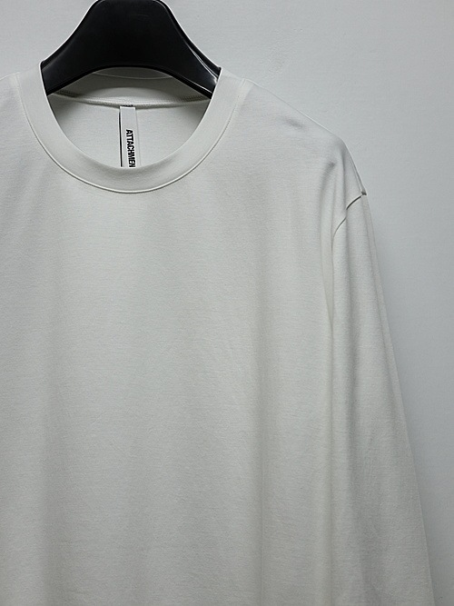 ATTACHMENT�������å�����/COTTON DOUBLE FACE SLIM FIT L/S TEE/WHITE