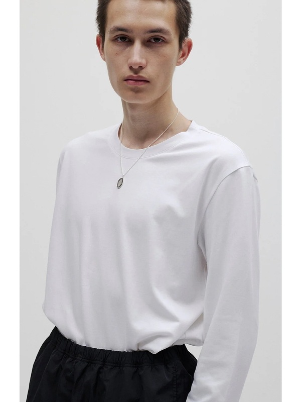 SALE30%OFF/ATTACHMENT�������å�����/COTTON DOUBLE FACE SLIM FIT L/S TEE/WHITE.