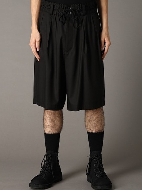 Ground Y�����饦��ɥ磻/TR TWILL TWO TUCK SHORT PANTS/BLACK