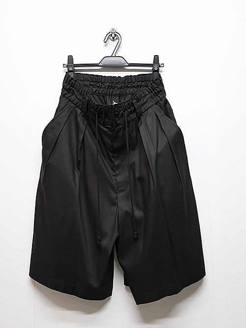Ground Y�����饦��ɥ磻/TR TWILL TWO TUCK SHORT PANTS/BLACK