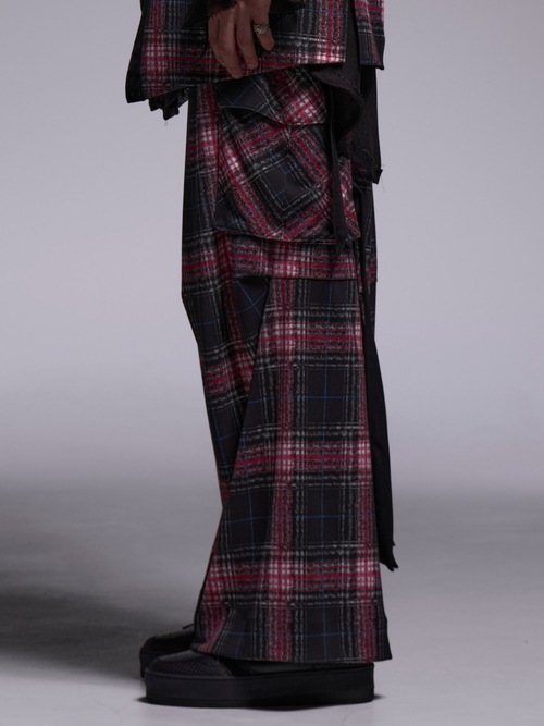 (ͽ���ʡ�7��8������ͽ��/kiryuyrik������奦����奦/Pink Check Twill Cargo Pants/Black&Pink