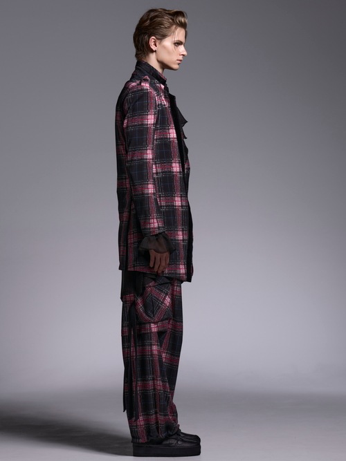 (ͽ���ʡ�7��8������ͽ��/kiryuyrik������奦����奦/Pink Check Twill Cargo Pants/Black&Pink