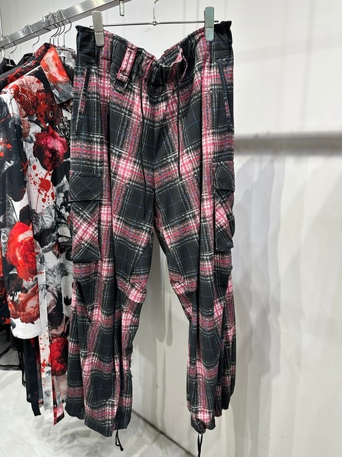 (ͽ���ʡ�7��8������ͽ��/kiryuyrik������奦����奦/Pink Check Twill Cargo Pants/Black&Pink