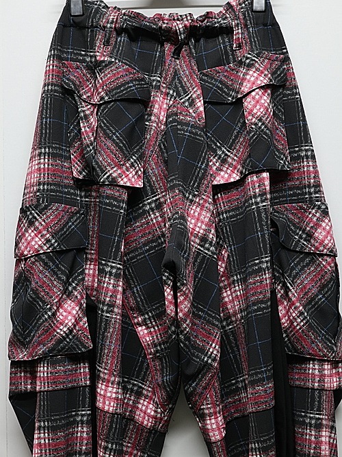 (ͽ���ʡ�7��8������ͽ��/kiryuyrik������奦����奦/Pink Check Twill Cargo Pants/Black&Pink