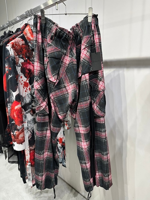 (ͽ���ʡ�7��8������ͽ��/kiryuyrik������奦����奦/Pink Check Twill Cargo Pants/Black&Pink