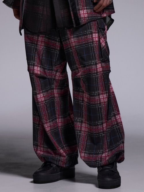 (ͽ���ʡ�7��8������ͽ��/kiryuyrik������奦����奦/Pink Check Twill Cargo Pants/Black&Pink