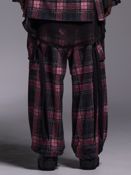 (ͽ���ʡ�7��8������ͽ��/kiryuyrik������奦����奦/Pink Check Twill Cargo Pants/Black&Pink