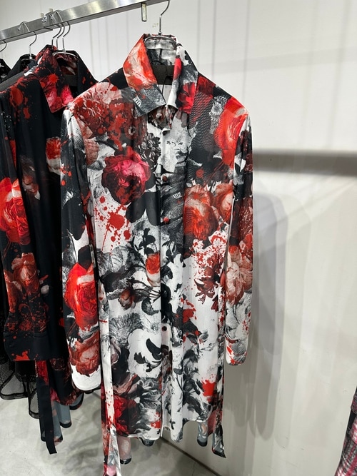 (ͽ���ʡ�7��8������ͽ��/kiryuyrik������奦����奦/Flora Mesh Flare Shirt/White