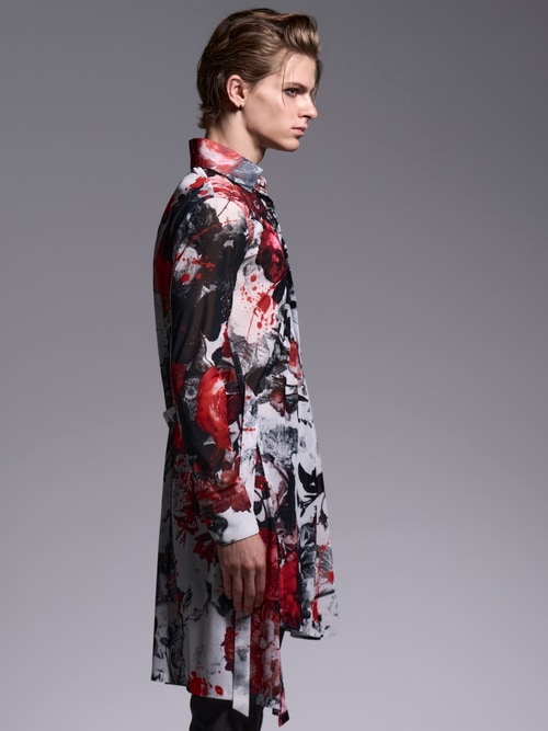 (ͽ���ʡ�7��8������ͽ��/kiryuyrik������奦����奦/Flora Mesh Flare Shirt/White