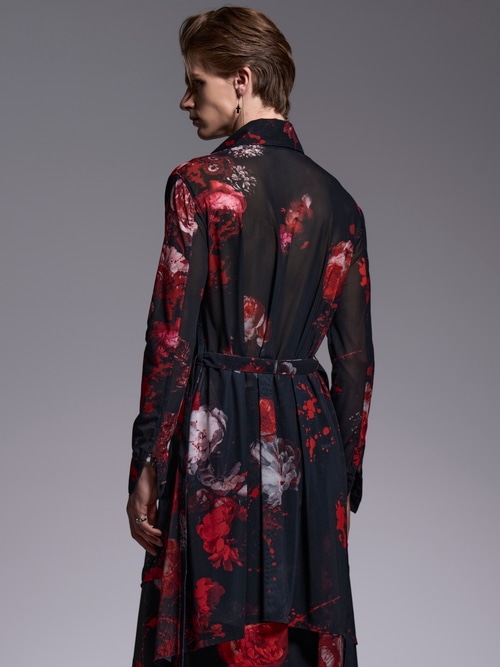 (ͽ���ʡ�7��8������ͽ��/kiryuyrik������奦����奦/Flora Mesh Flare Shirt/Black