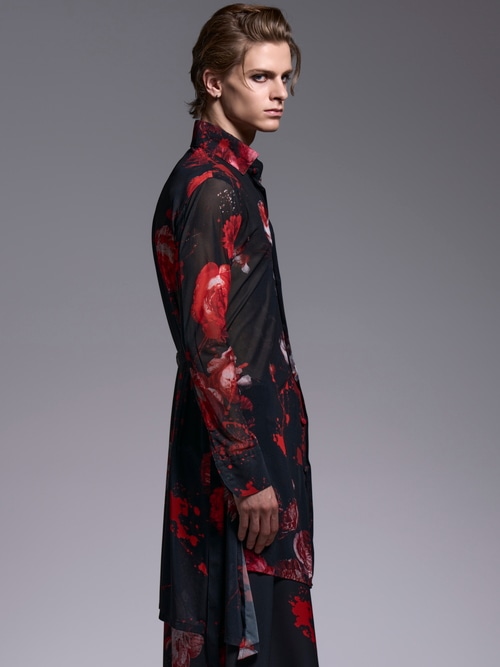 (ͽ���ʡ�7��8������ͽ��/kiryuyrik������奦����奦/Flora Mesh Flare Shirt/Black