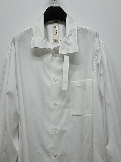 Ground Y�����饦��ɥ磻/50/- BROAD STAND COLLAR SHIRT/WHITE