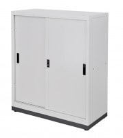 スチール書庫 ユニット式引き違い書庫 W900×D400×H1110mm A4三段対応 スチール引き戸タイプ ベース付き 書類保管庫 書棚
