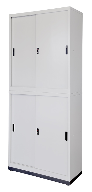 スチール引き違い書庫上下セット 上下スチール引き戸書庫セット W900