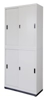 スチール引き違い書庫上下セット 上下スチール引き戸書庫セット W900×D400*H2160mm A4三段対応ユニット書庫 スチールキャビネット 引き戸タイプ ベース付き 書類保管庫 書棚
