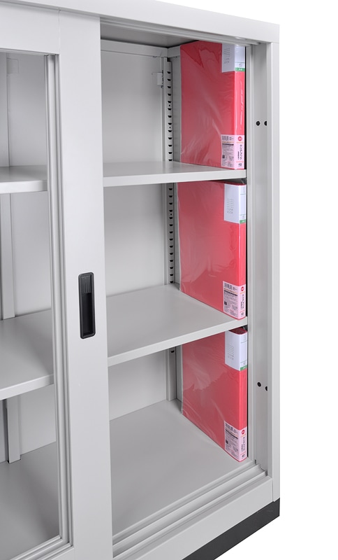 スチール引き違い書庫上下セット 上下スチール引き戸書庫セット W900