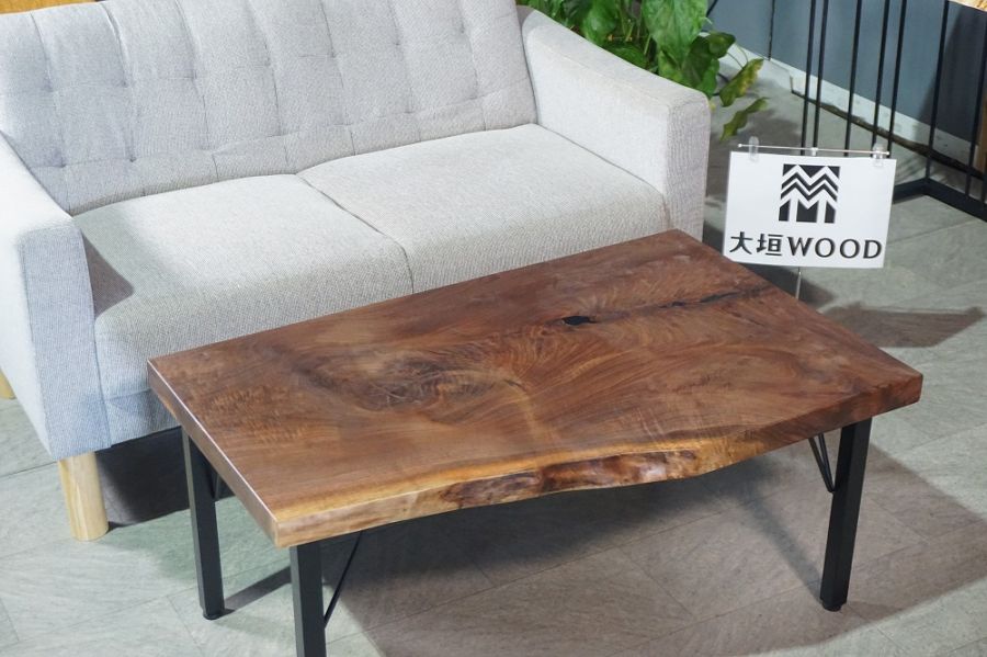 新品大垣WOODローテーブル　ブラックウォールナット　折りたたみ脚　一枚板 ローテーブル | 大垣WOOD