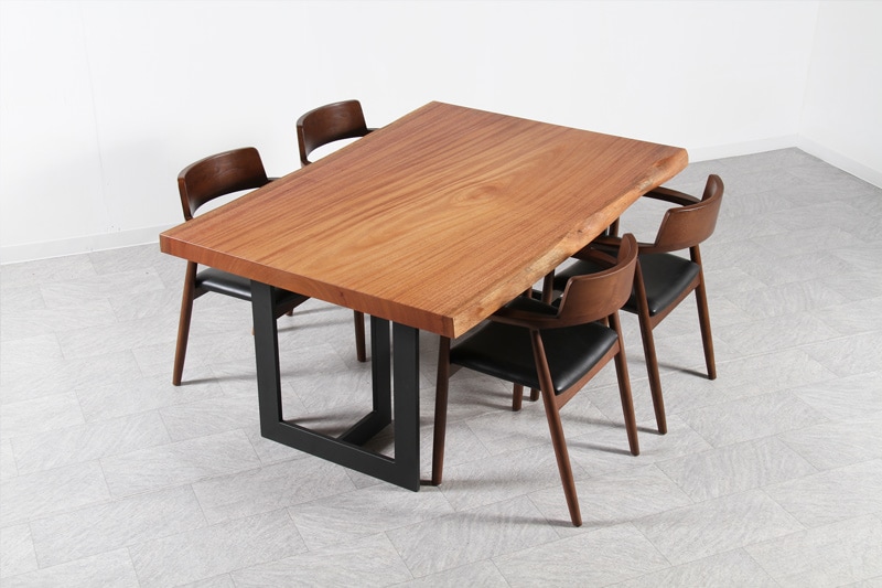 マホガニー 1枚板 オイル仕上げ 4人掛け