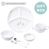 こども用食器4点&スプーンフォークセット【ギフト箱】|こども用セット商品 【割れにくい磁器食器】|子ども・キッズ食器 